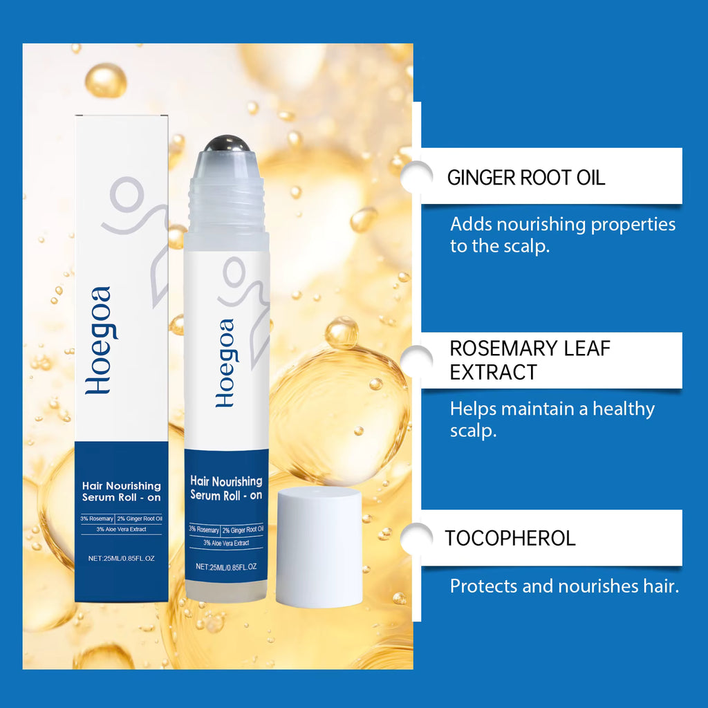 HOEGOA Hair Care Roll-On with Rosemary Ginger Root Oil & Aloe Vera Extract-Moisturizing Hydrating Gentle & Nourishing Formula